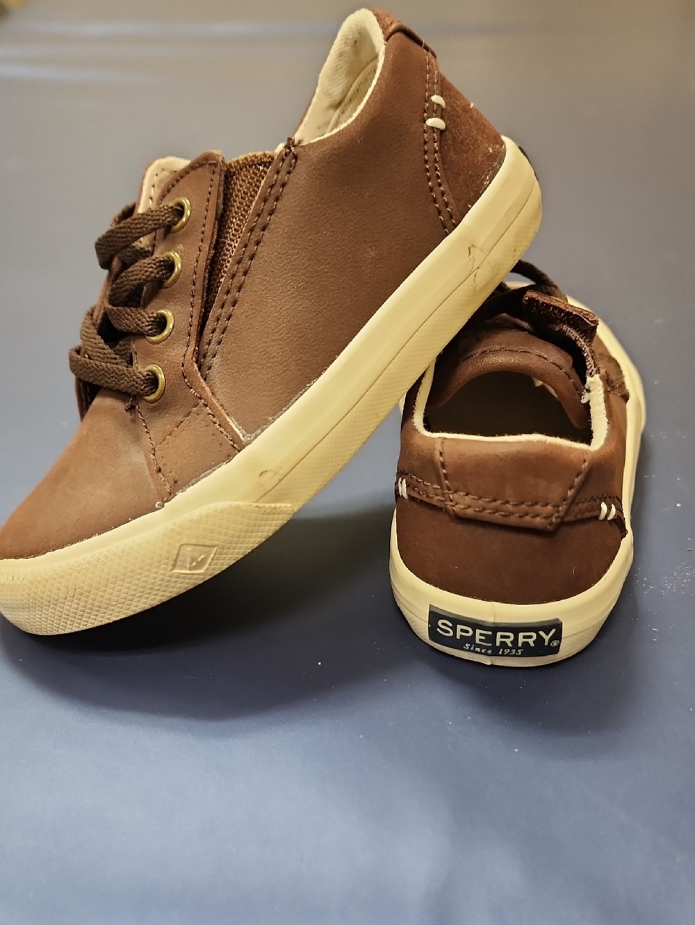 Sperry Kids Brown Canvas Low-Top Sneaker Size 7